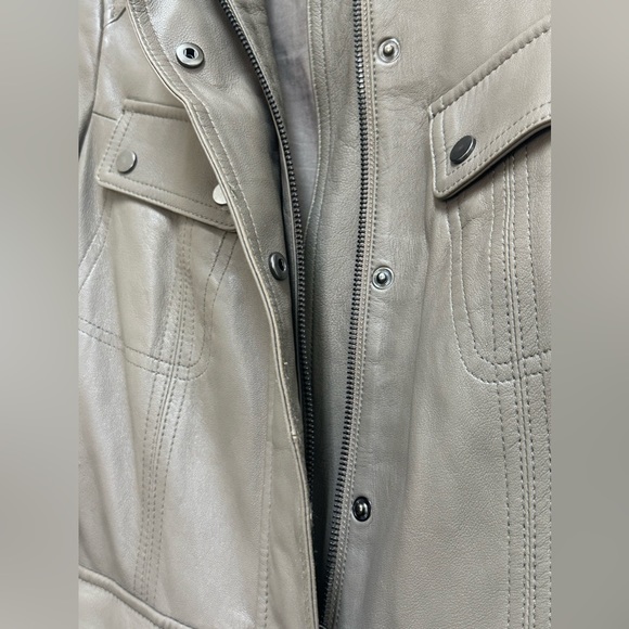 Vince Cargo Zip Lambskin Leather Jacket Gray Green Sz. Women’s XS - Picture 4 of 8